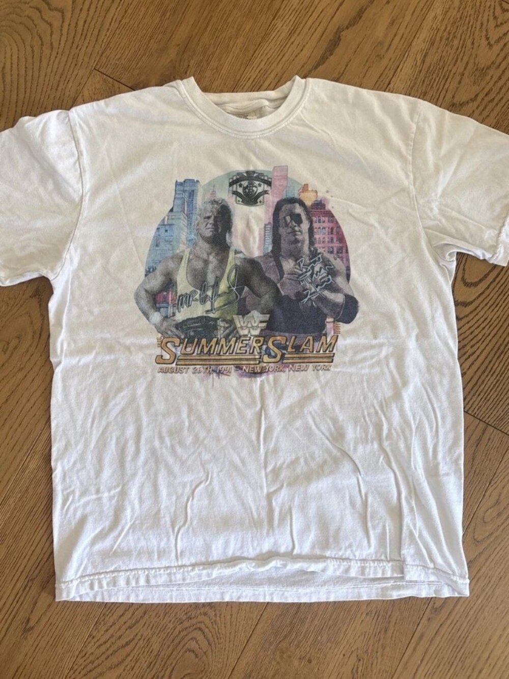 WWF SummerSlam 1991 T-Shirt Hulk Hogan Ultimate Warrior White Men’s L
